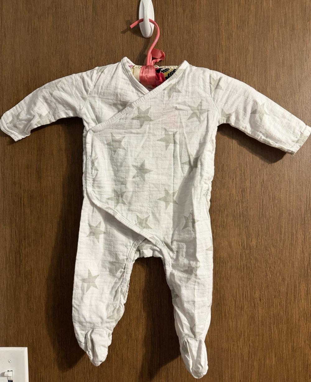 Aden + Anais star print muslin wrap coverall soft cotton 3-6 months comfort cozy